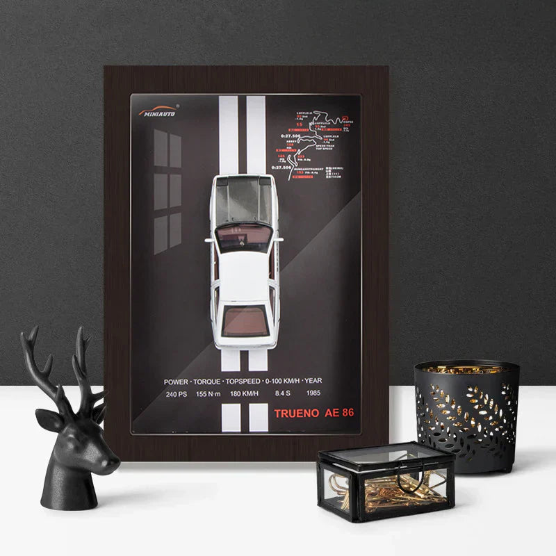 3D Wooden Photo Frame with 1:32 Diecast Metal Alloy Toy Car