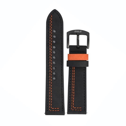 BLACK & ORANGE LEATHER STRAP